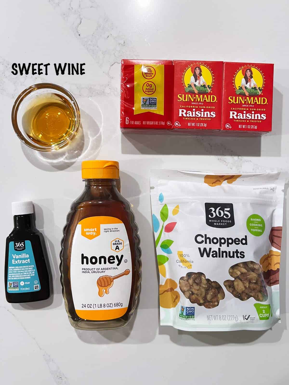 The ingredients needed to make charoset.