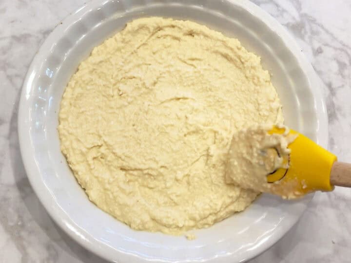 The batter was transferred to the pan.