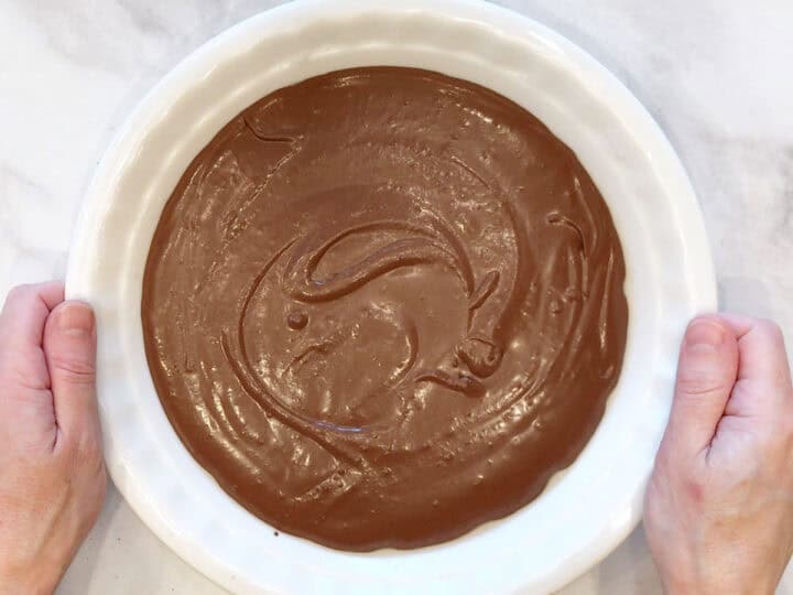 The batter was poured into the pie plate.