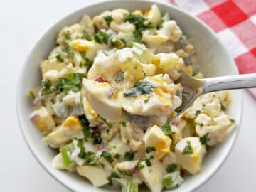 The salad is served.