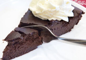 Cutting into a slice of pie.