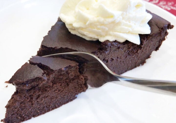 Cutting into a slice of pie.