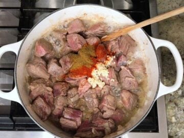 Spices were added to the beef and onions.