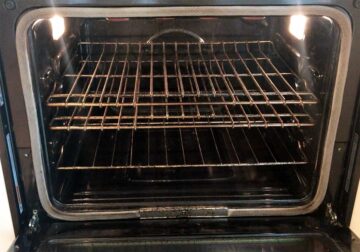 An oven rack set six inches below the broiler element.