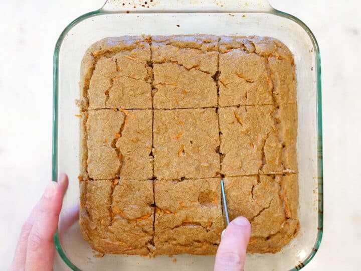 Cutting the cake to nine squares.