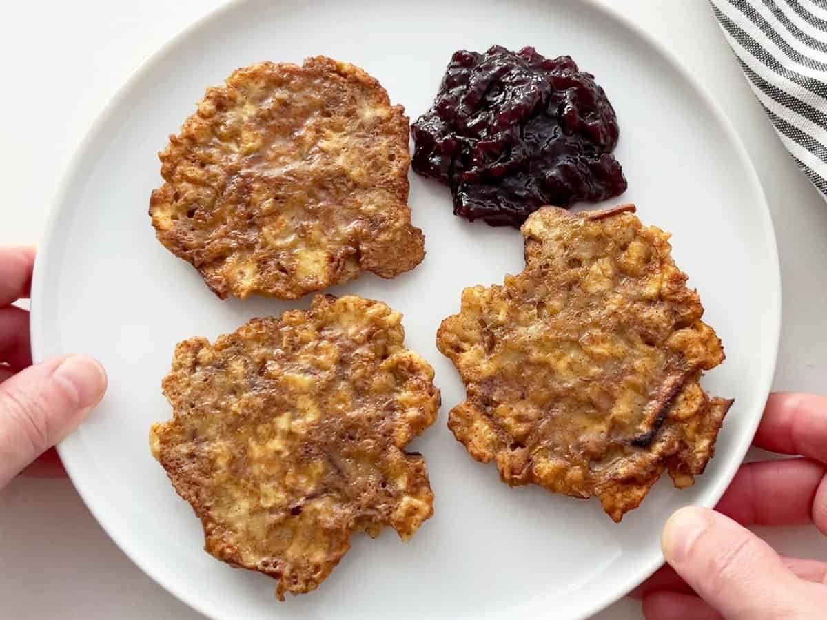Matzo brei is served with jam.