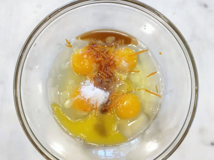 Liquid ingredients in a bowl.