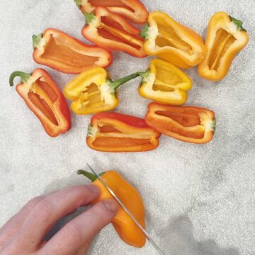 Prepping the peppers.