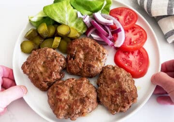 The burgers are served.