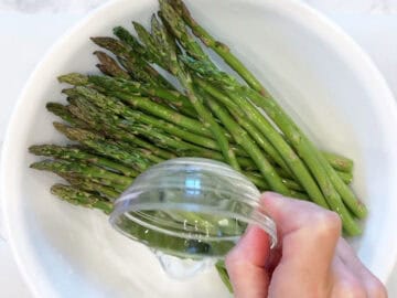 Adding water to the bowl.