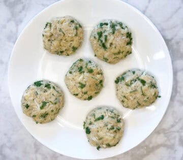 The crab cakes are ready to be chilled.