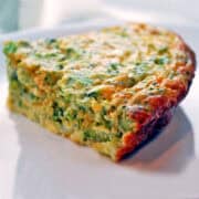 A slice of crustless broccoli quiche.