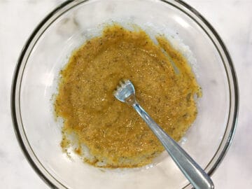 Egg and spice mixture in a bowl.