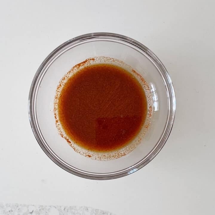 The marinade was mixed in a bowl.