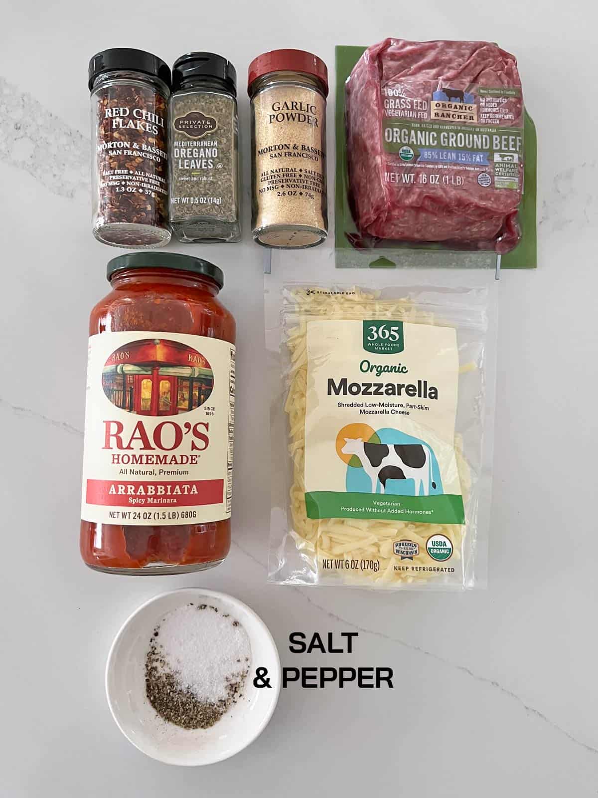 The ingredients needed to make meatzza.