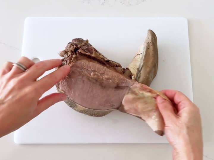 Peeling the skin off the tongue.