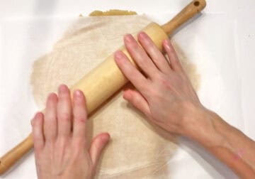 Rolling the dough thin.