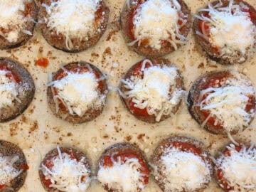 The eggplant rounds were topped with marinara sauce and cheese.