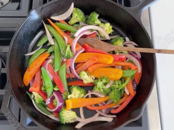 Cooking the veggies.