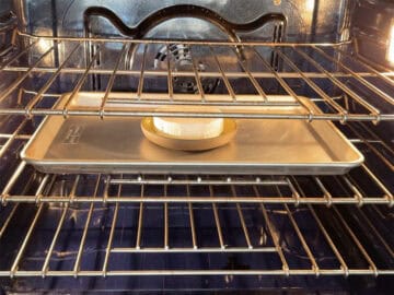 The cheese was placed in the oven.