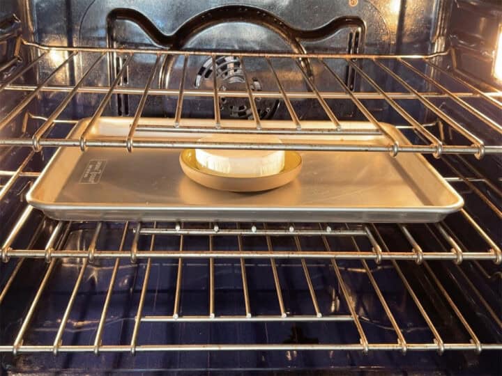 The cheese was placed in the oven.