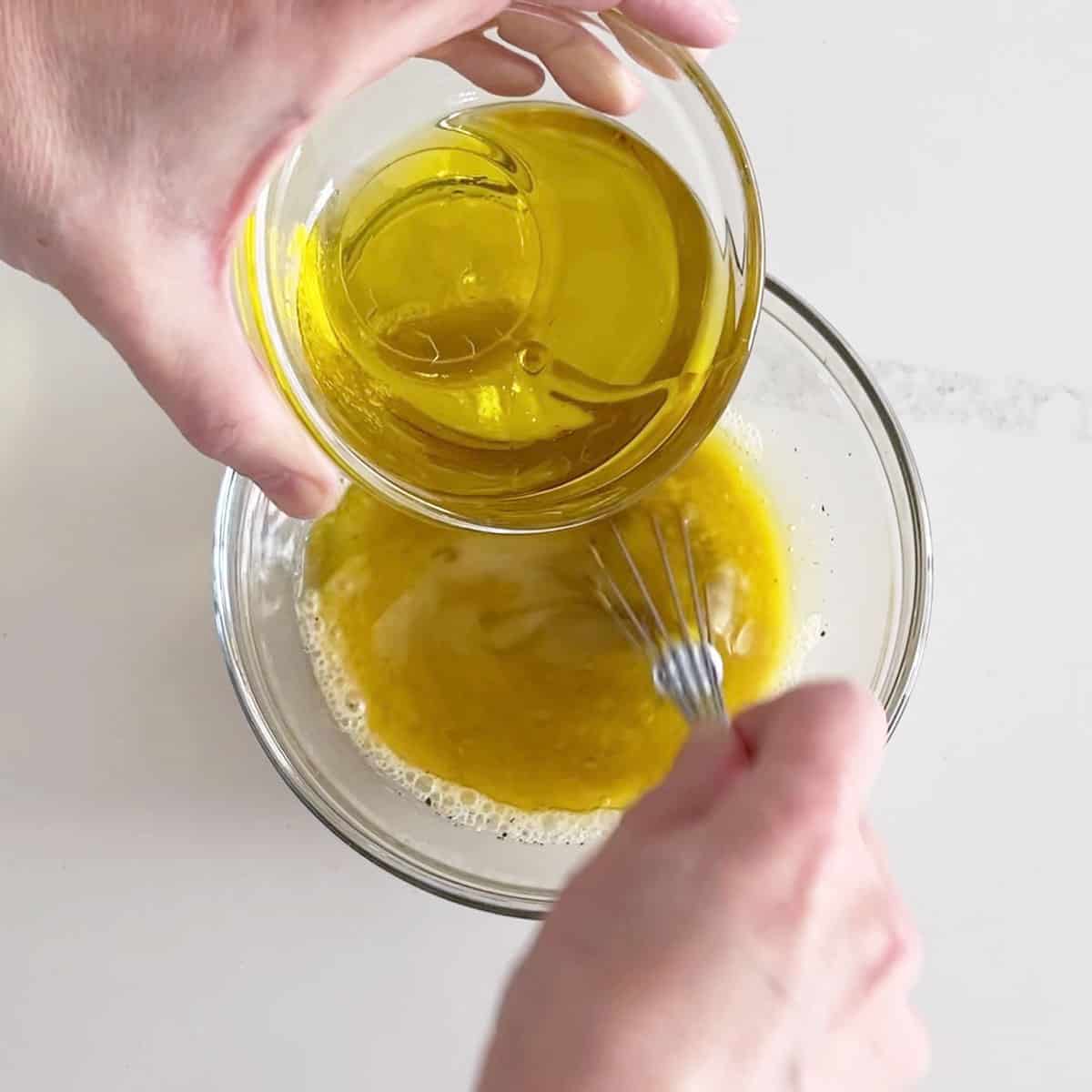 Adding the olive oil.