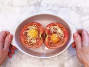 Parmesan was sprinkled on top of the tomatoes.