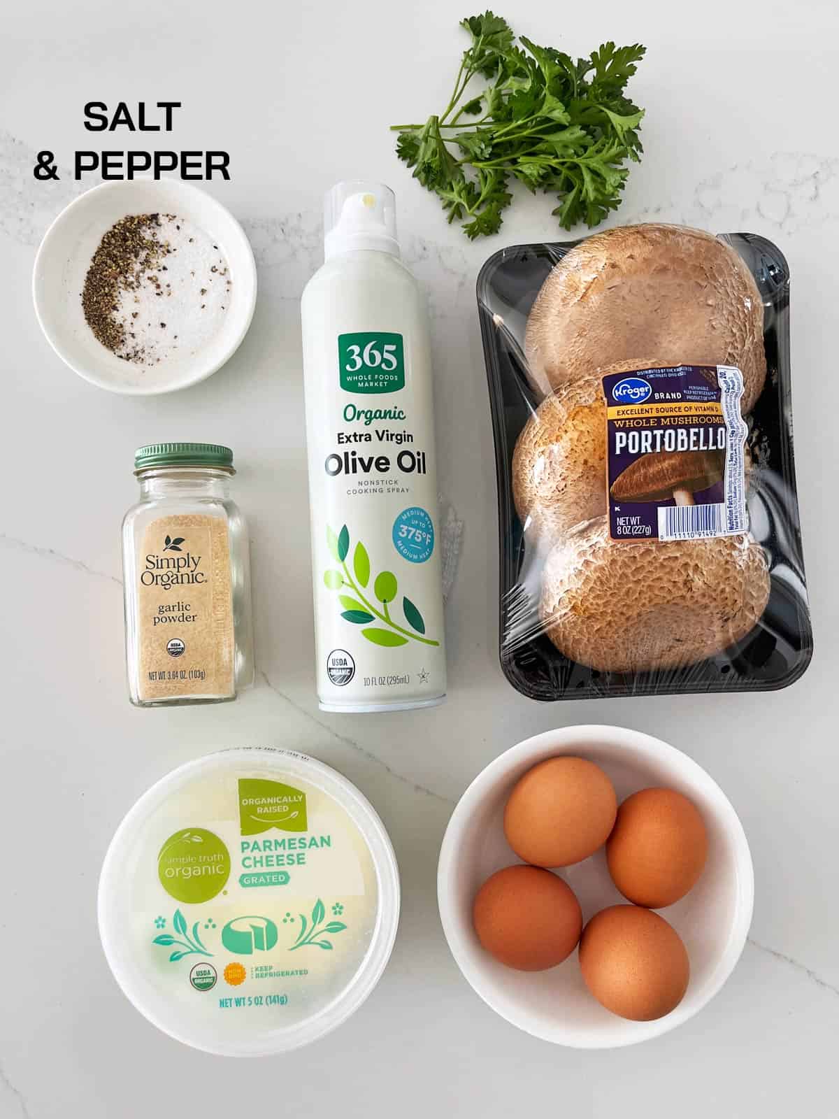 The ingredients needed for breakfast mushrooms.