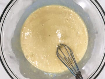 Mixing the liquid ingredients.