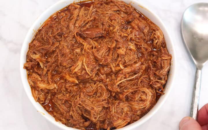 The pork is served in a bowl.