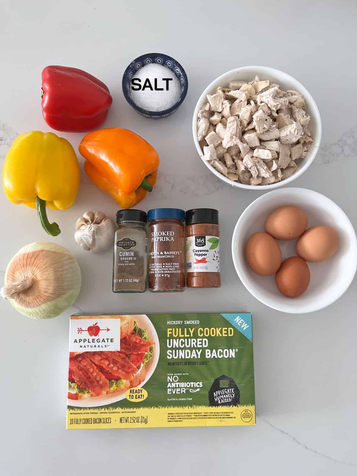 The ingredients needed to make a turkey hash.