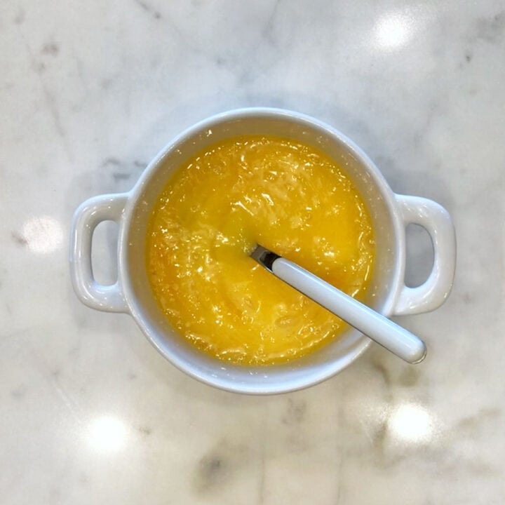 Mixing in the egg.