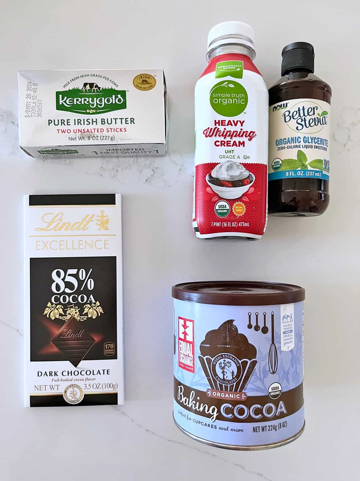 The ingredients needed to make keto truffles.