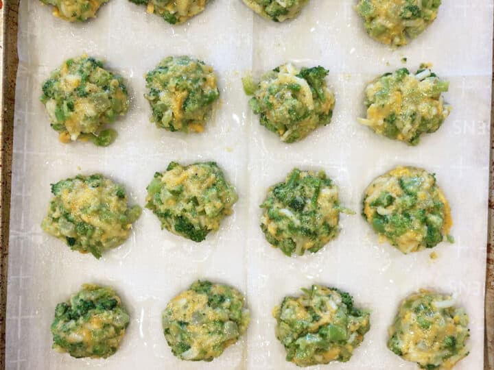 Mounds of the mixture were placed on the baking sheet.