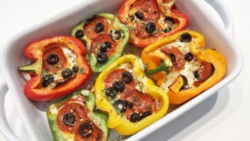 The peppers are ready in the pan.