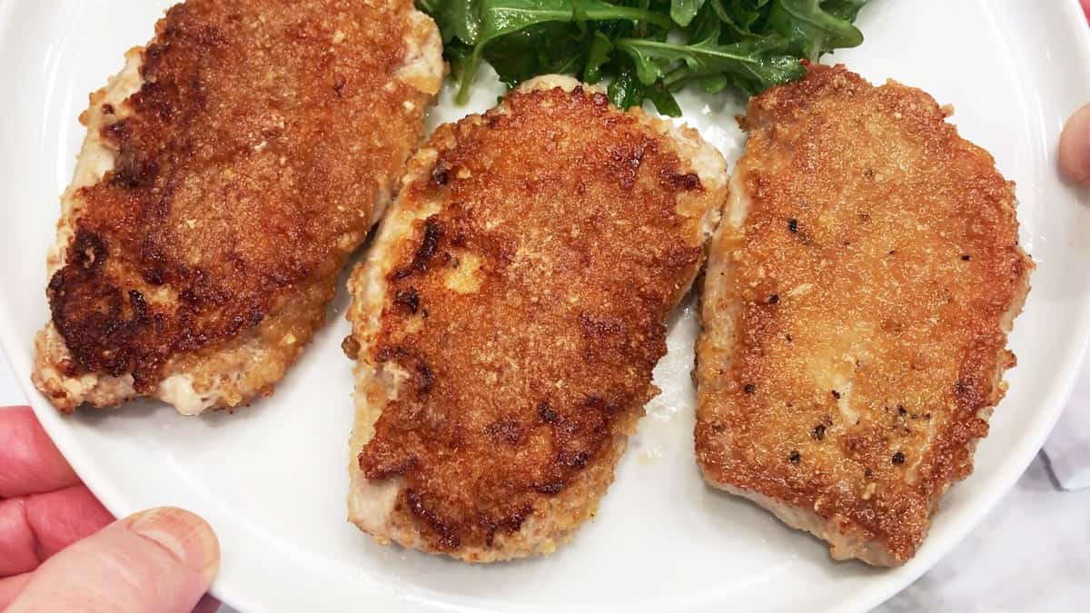 The pork chops are served.