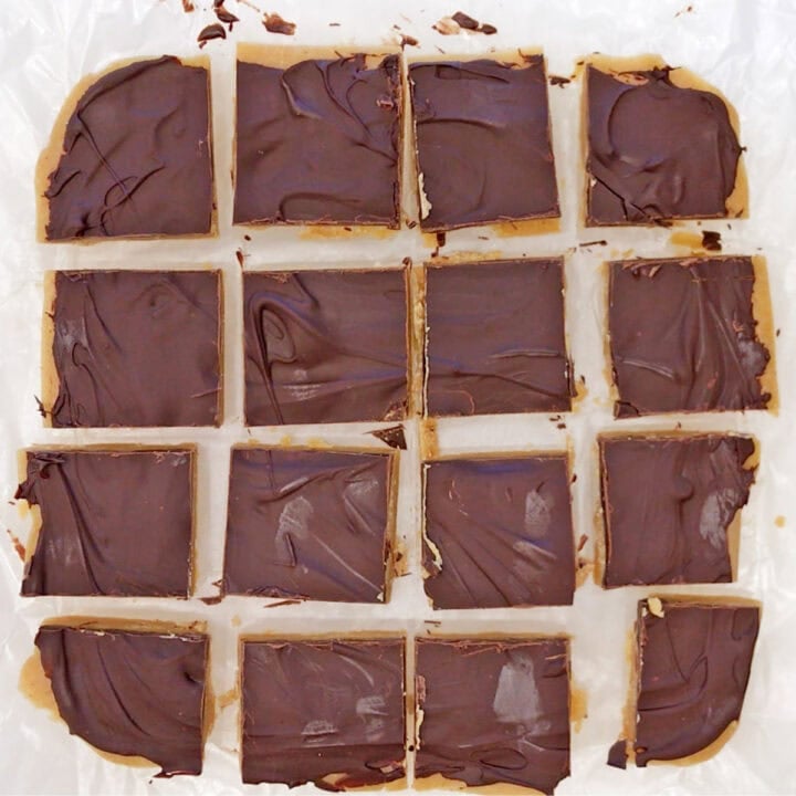 The mixture was cut into squares.