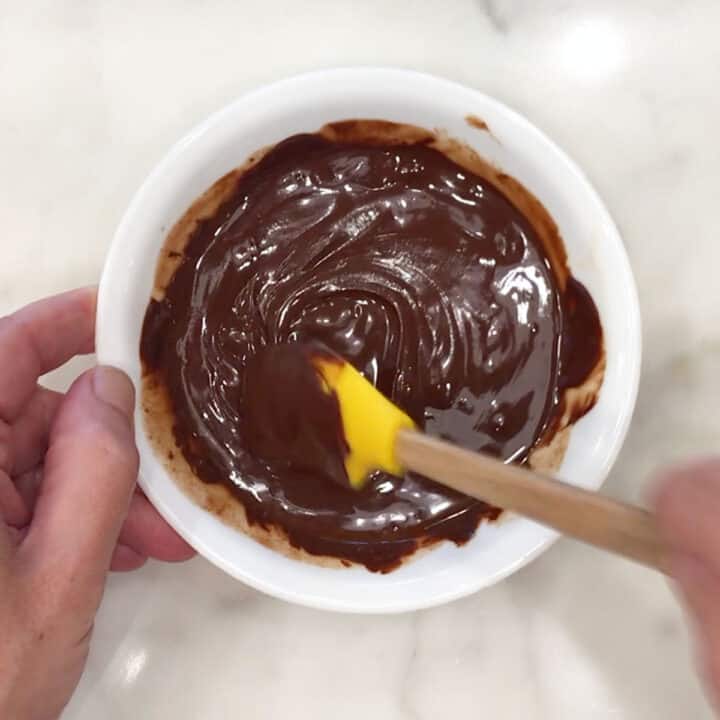 The chocolate was melted in a bowl.