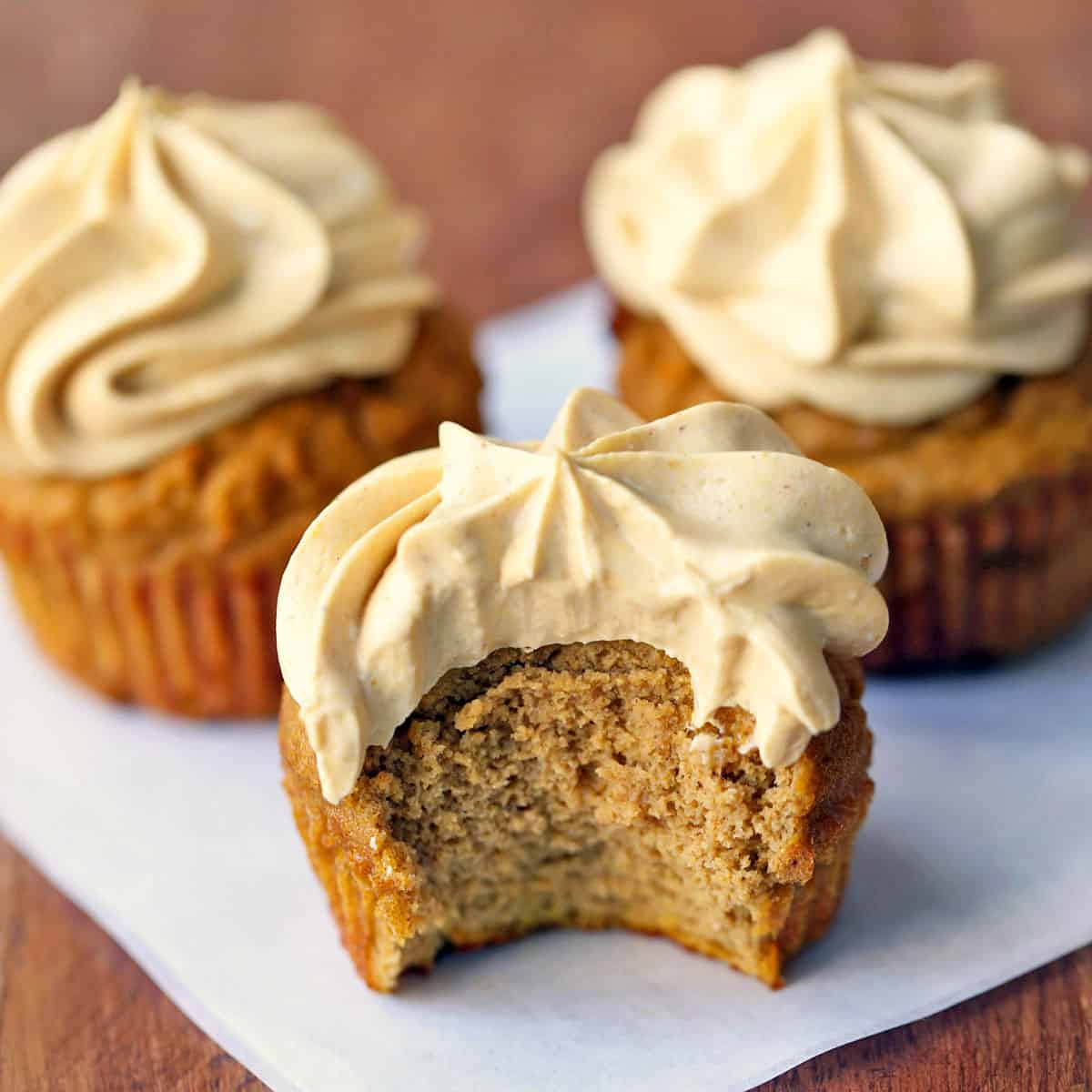 Frosted pumpkin muffins.