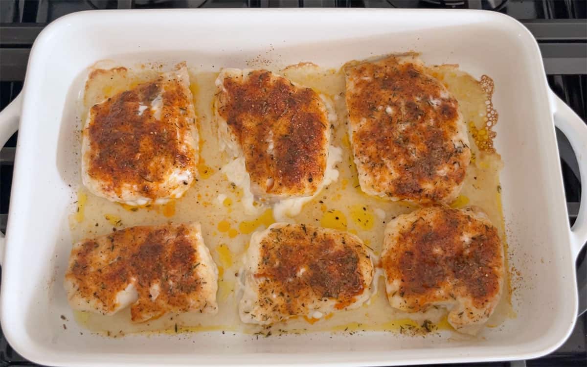 The fish is ready in the pan.