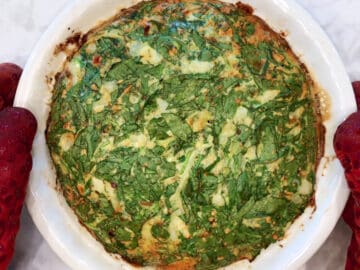 The frittata is ready in the pan.