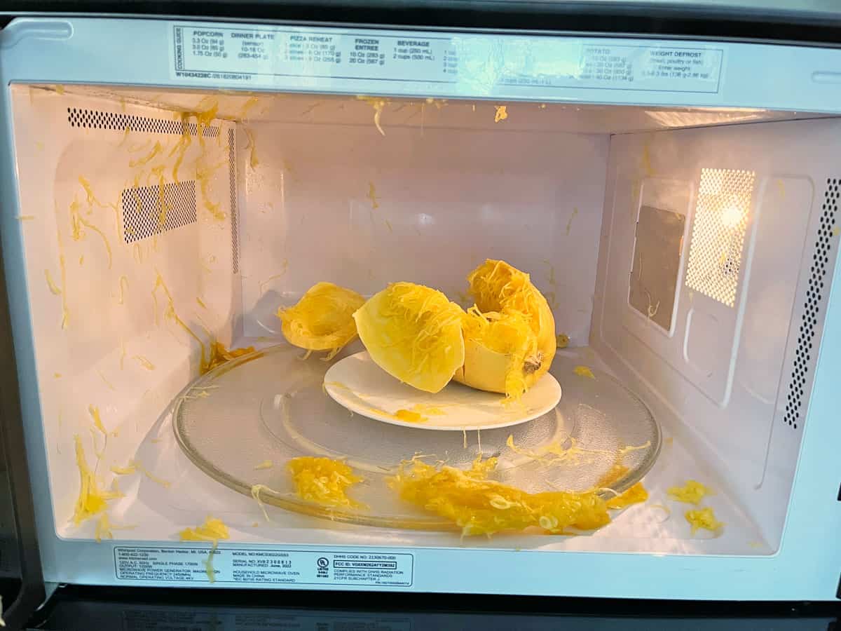The squash exploded in the microwave.
