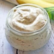 Homemade tartar sauce is served in a glass jar.