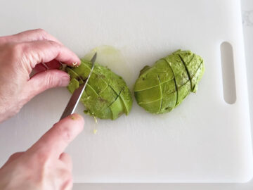 Cubing an avocado.
