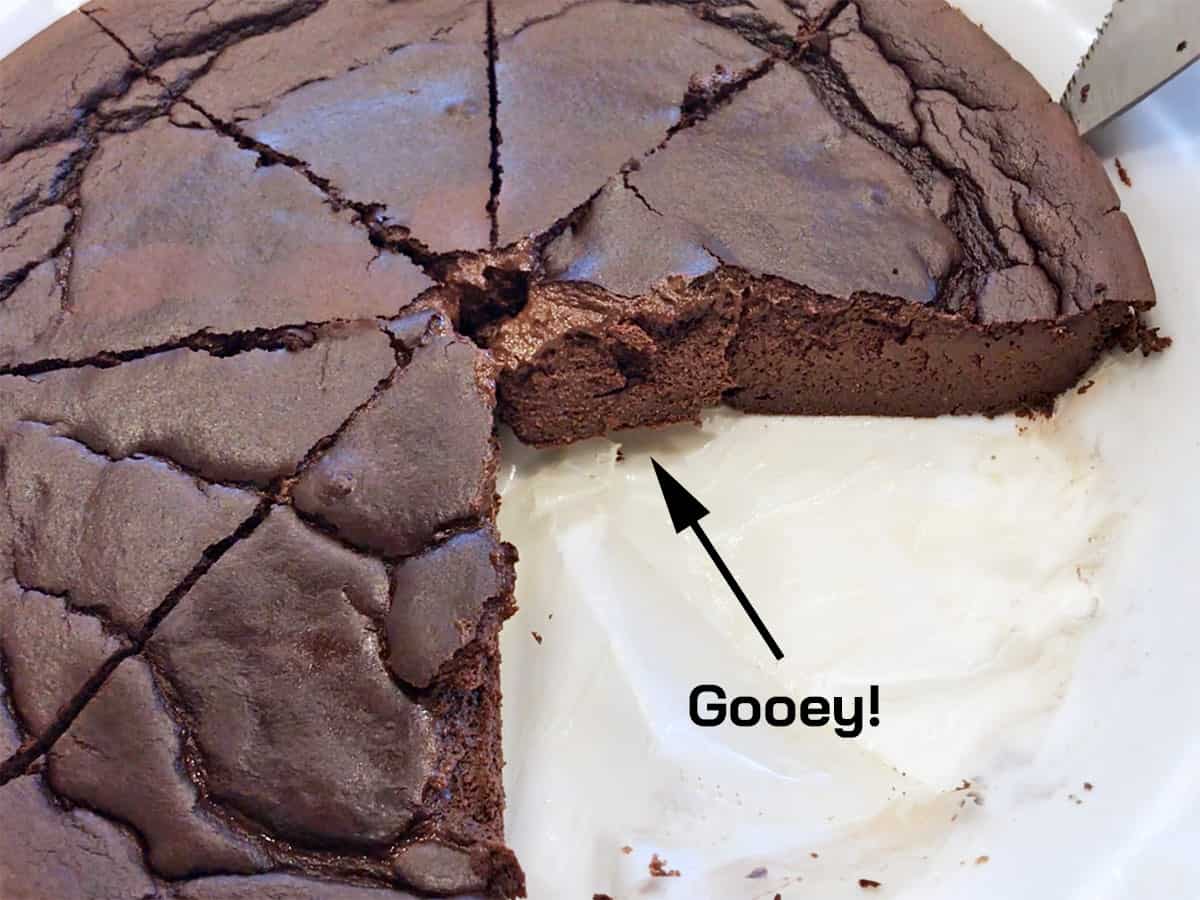 A keto chocolate pie with a gooey center.