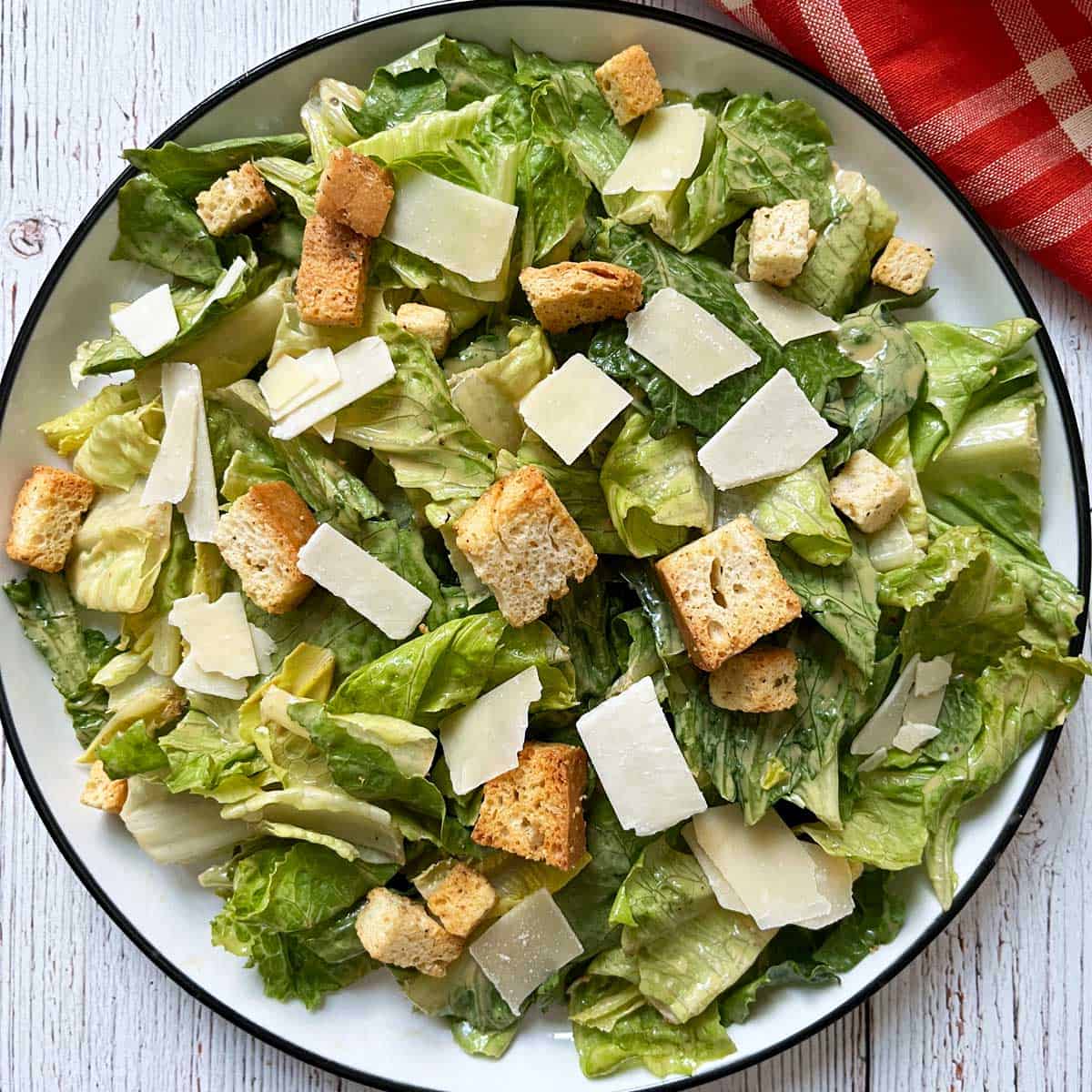 Caesar salad with croutons.