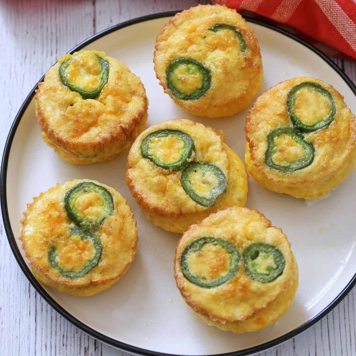 Egg muffins variation with cheddar and jalapenos.