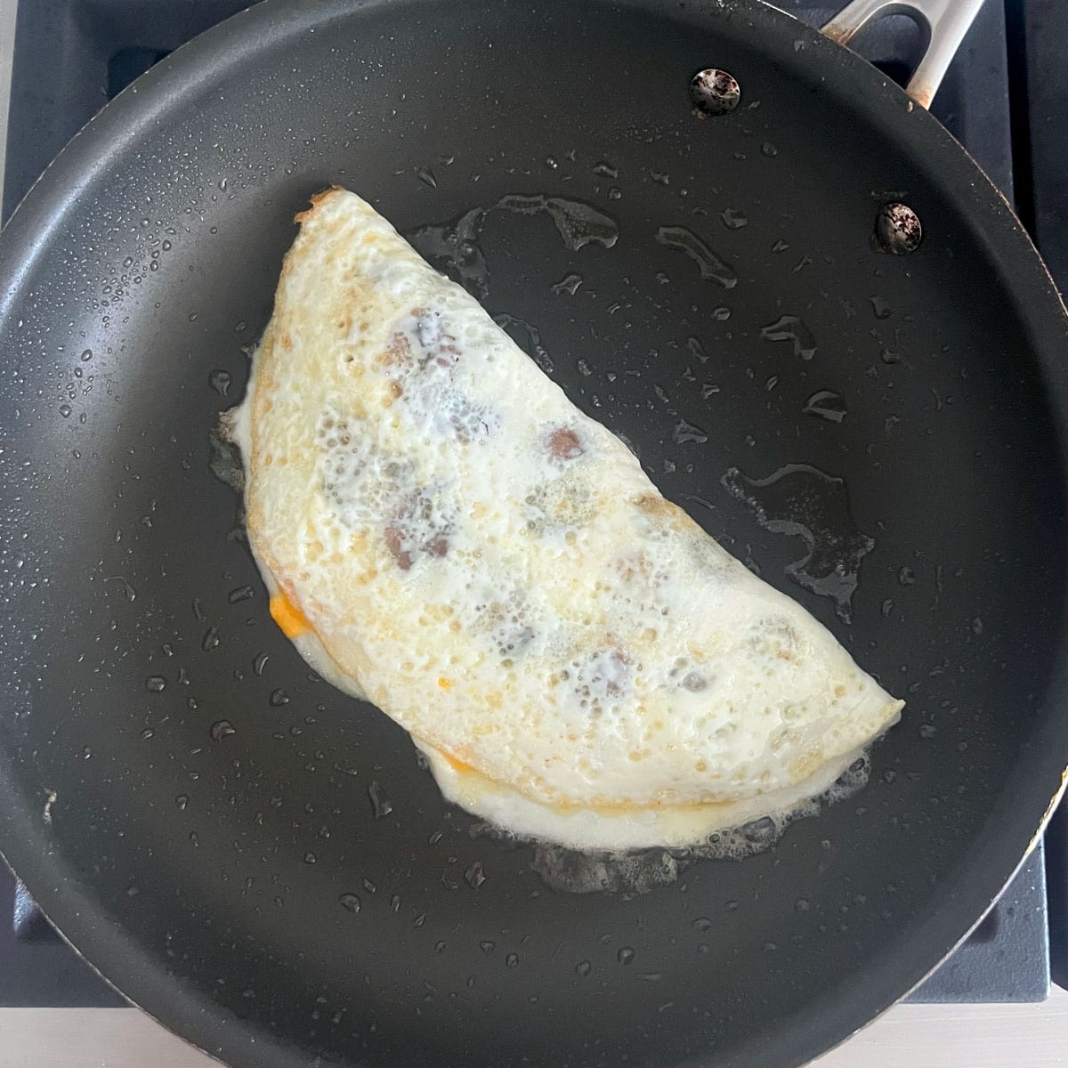 The omelette was folded.