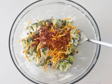 Bacon and cheese were added to the salad.