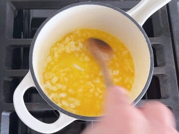 Sauteing onions in butter.